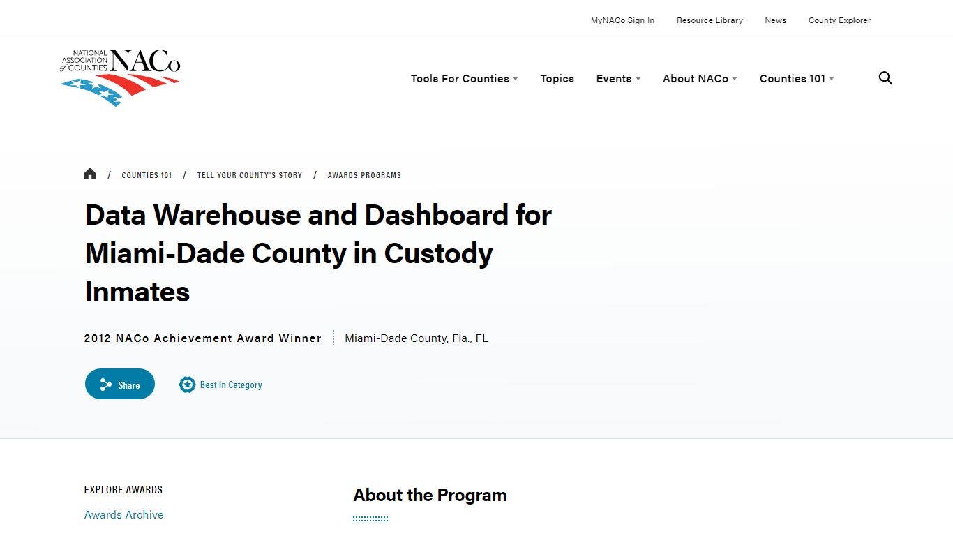 Data Warehouse and Dashboard for Miami-Dade County in Custody Inmates ...